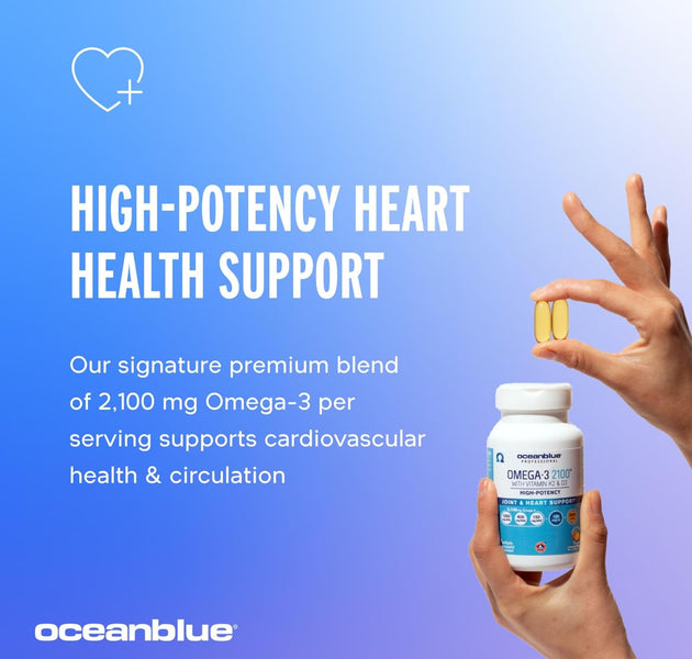 OceanBlue Omega-3 2100 | High-Potency Vitamins K2 & D3 for Joint and Heart Support
