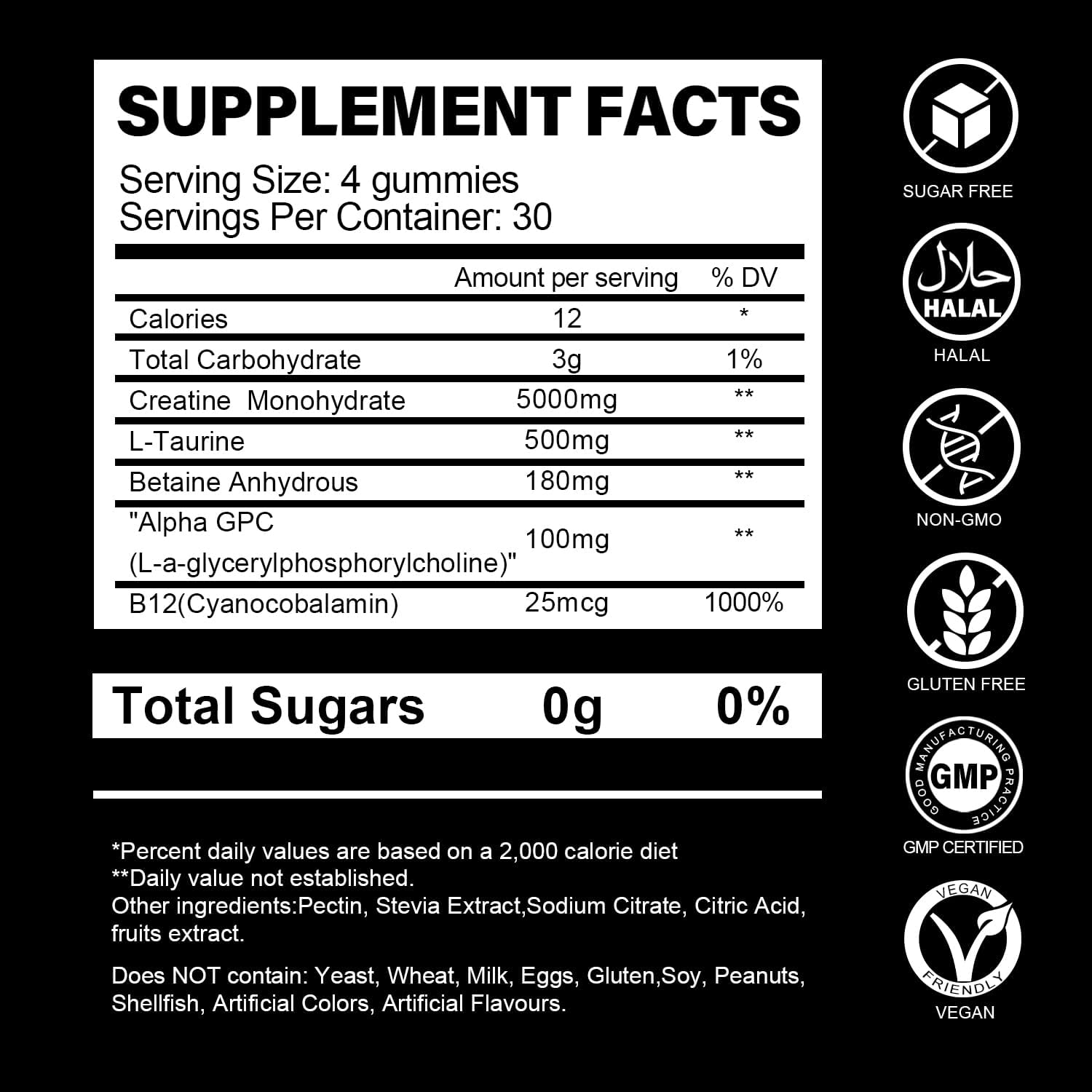 Vidabotan Creatine Monohydrate Gummies | Blueberry Flavor | 5g per serving, 120 count