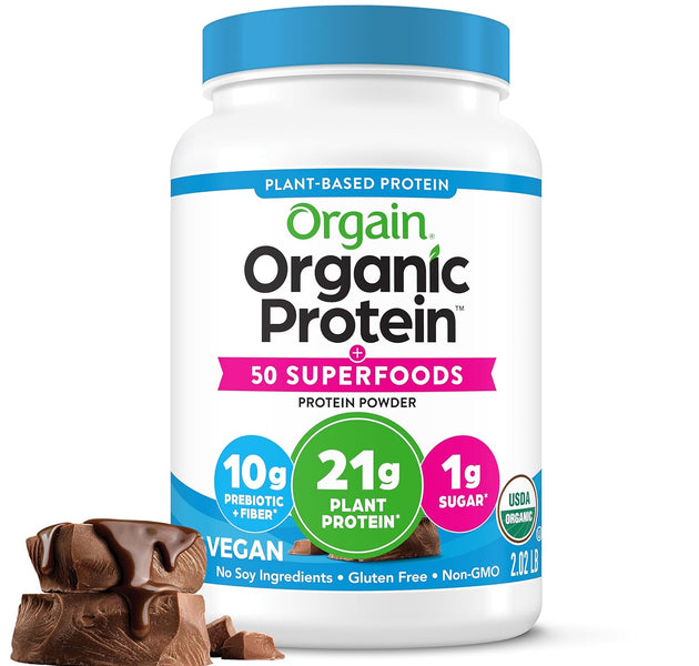 Orgain Organic Protein Powder | Vegan Plant-Based Superfood Powder | Gluten, Dairy, and Soy Free | 21g of protein, 6g fiber, 2.02lbs