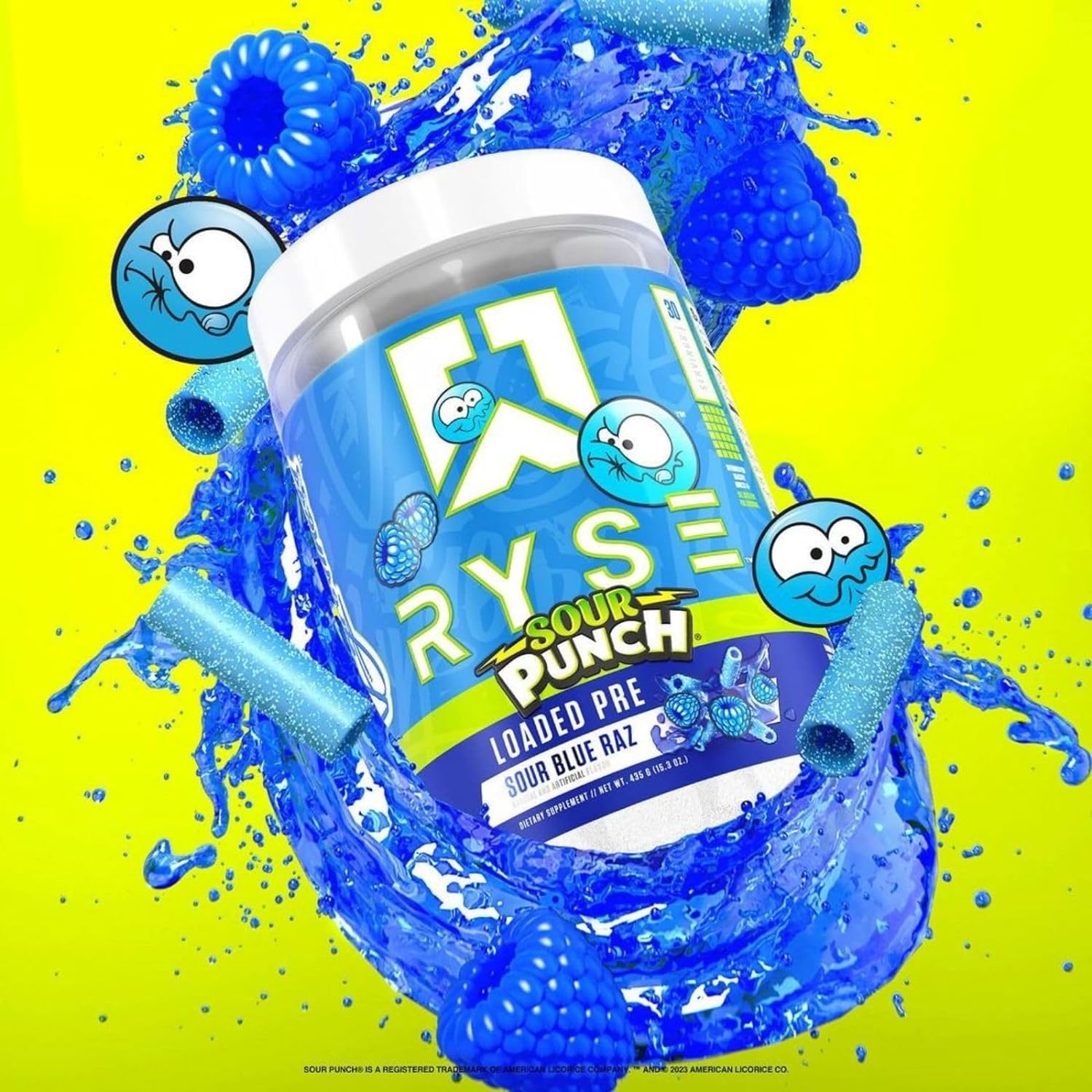 Ryse Sour Blue Raz Loaded Preworkout | 30 servings